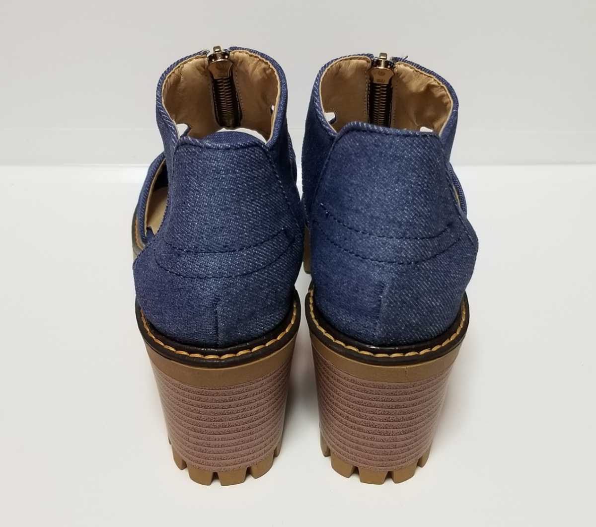  popular commodity!! Denim sandals thickness bottom Korea fashion casual lady's dressing up zipper beautiful goods {24cm}