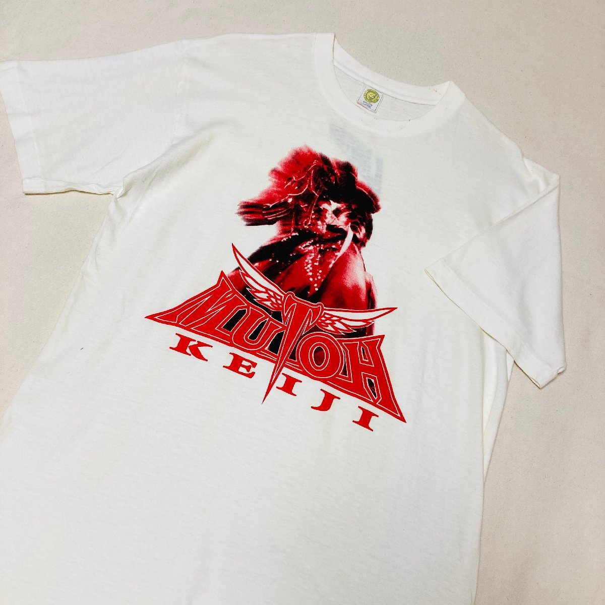 NJPW 新日本プロレス 武藤敬司 K.MUTOH プリント Tシャツ ホワイト/白