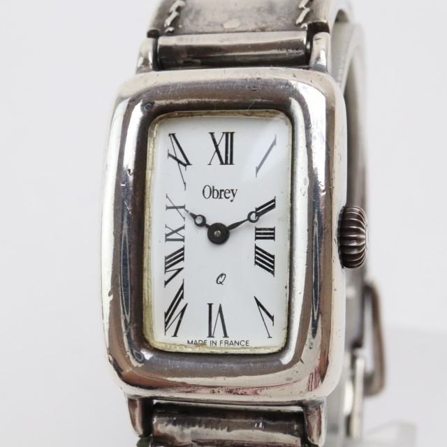 G677T オブレイ 総シルバー925 クオーツ 腕時計 Obrey 縦型 白文字盤