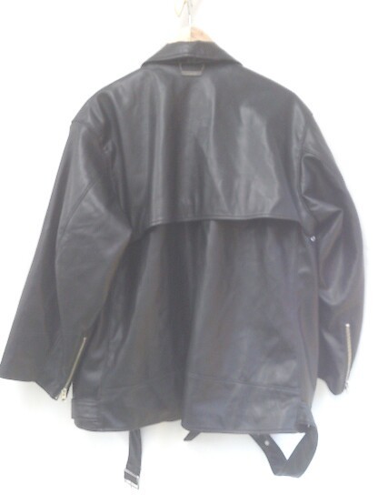 ADRER アドラー ライダース ジャケット レザー 合皮 ベルト ファスナー破損 XSサイズ ブラック メンズ 1207000011886