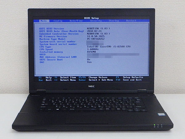 NEC VersaPro VKT16/X-2 Core i5 8250U 1.6GHz 第8世代 Webカメラ