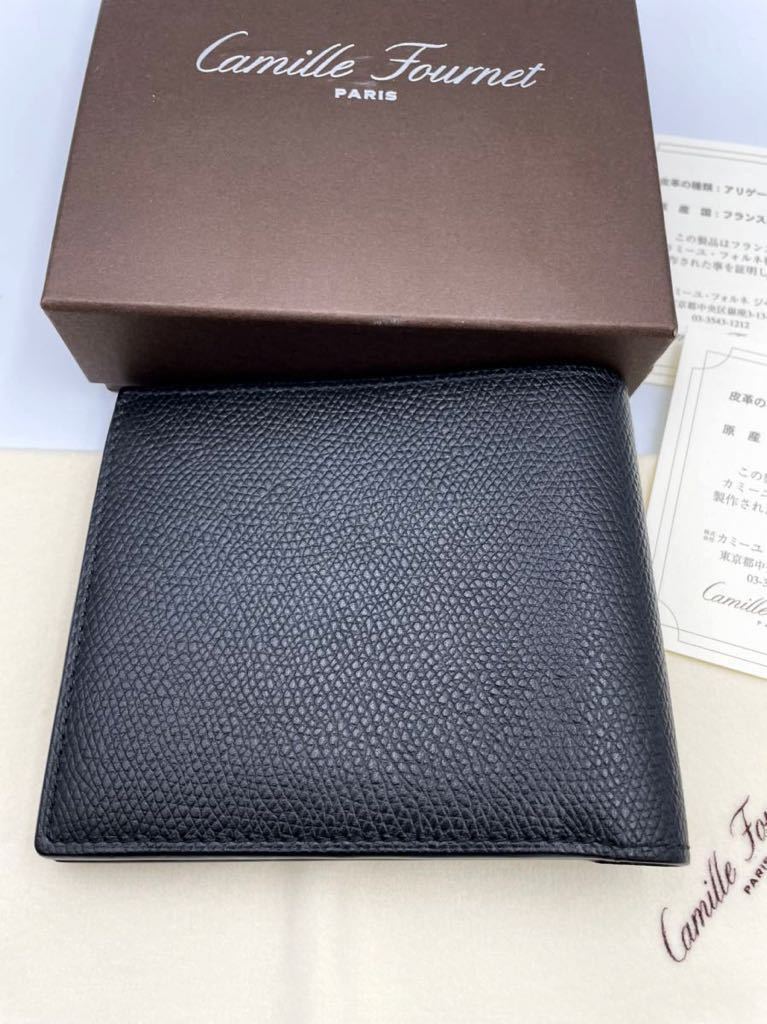 カミーユフォルネ 二つ折り財布 小銭入れ無し VERSO ブラック 旧ロゴ