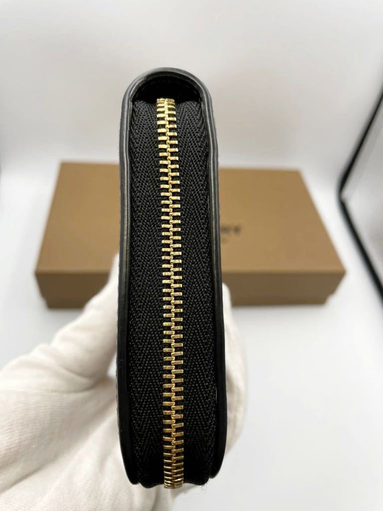 バーバリー ロンドン ラウンドファスナー 長財布 ブラック×チェック