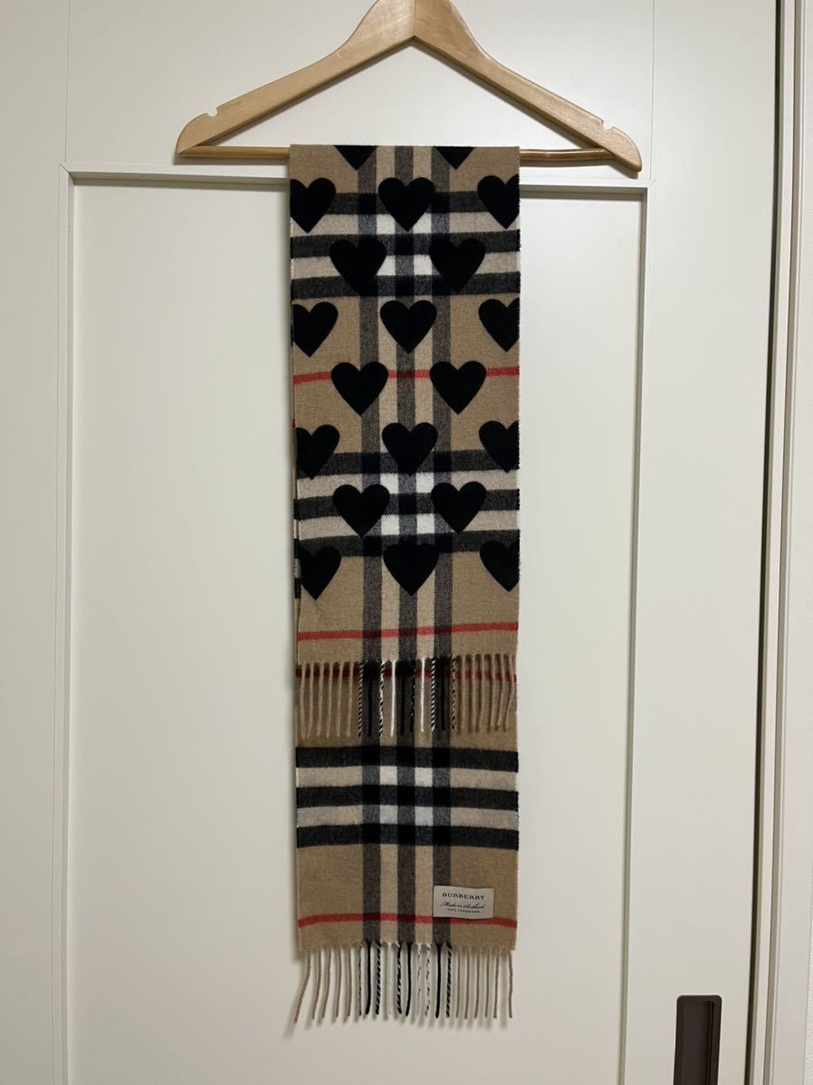 BURBERRY バーバリー マフラー カシミア100% ハートブラック 小さめの