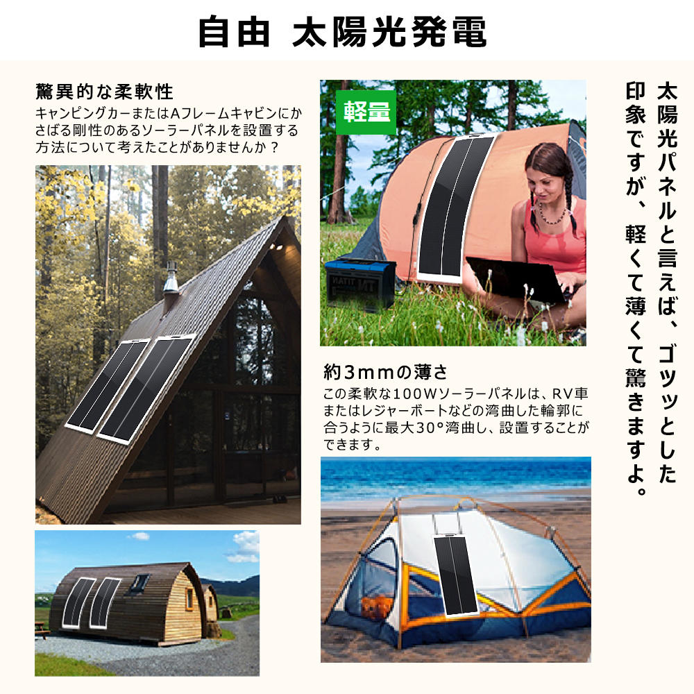 タイプの】 ヤフオク! 100W 18V 変換効率22% 30度... - 新品 ソーラー