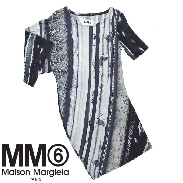 良品☆MM6 MAISON MARGIELA Archive Print Dress 半袖 変形型