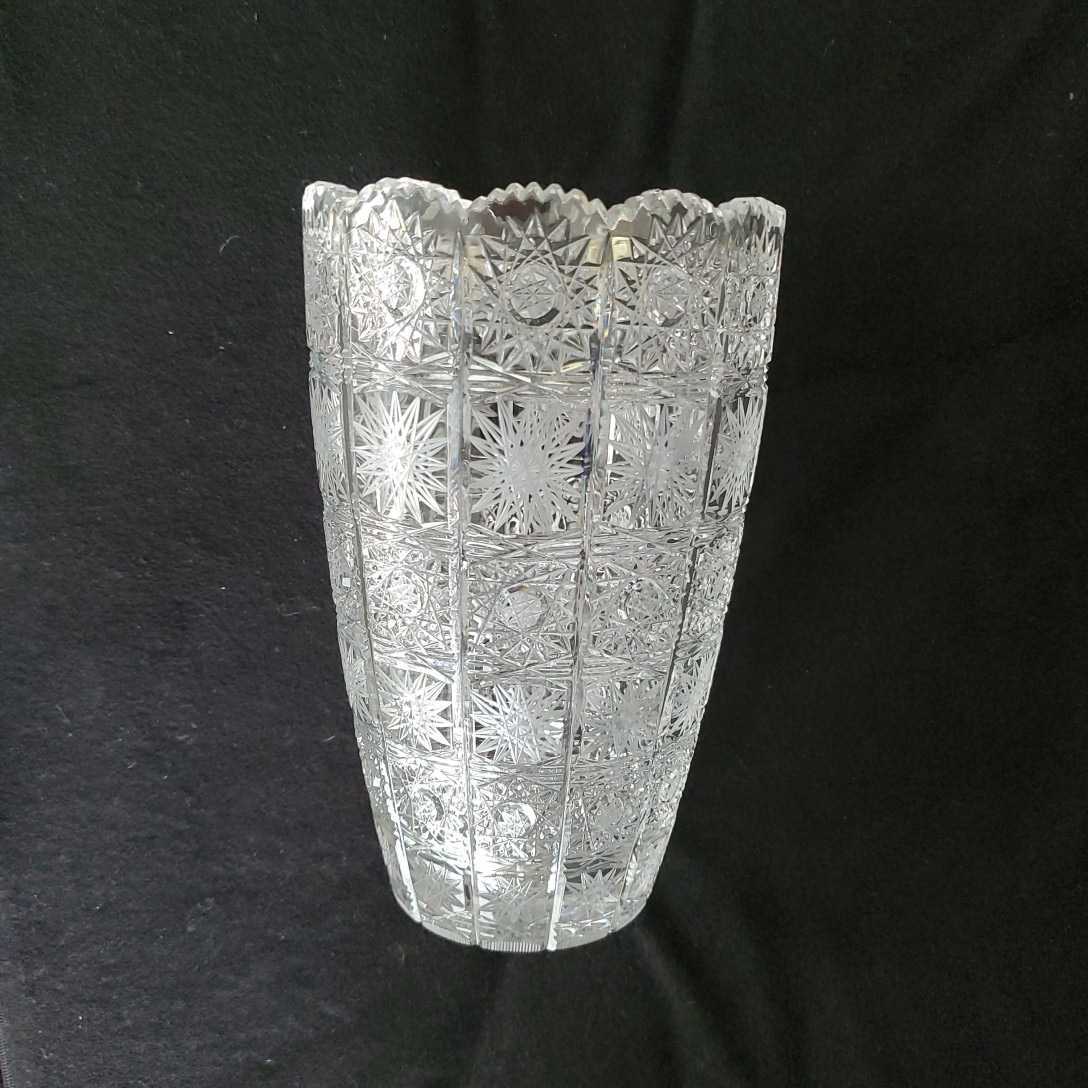 未使用品】ボヘミアグラス Bohemia フラワーベース 花瓶 チェコスロバキア製 クリスタルガラス 500PK