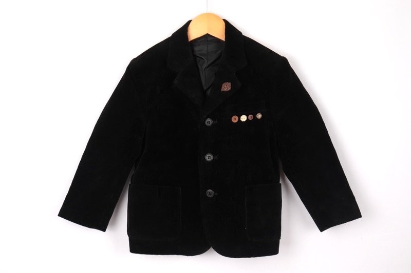 パプ. コーデュロイジャケット シングル フォーマル 男の子用 110サイズ 黒 キッズ 子供服 papp