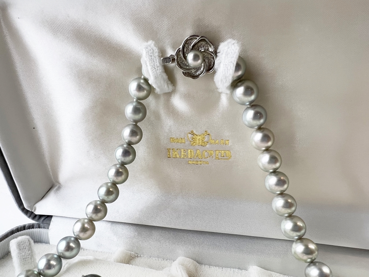 未使用 美品 豪華セット 高級パール リング PT900 黒真珠 ダイヤ