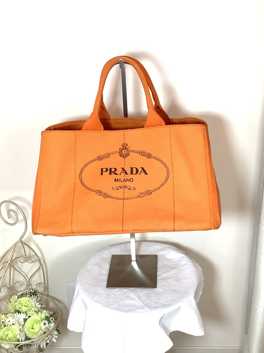 プラダ PRADA ハンドバッグ トートバッグ カナパ オレンジ ユニ