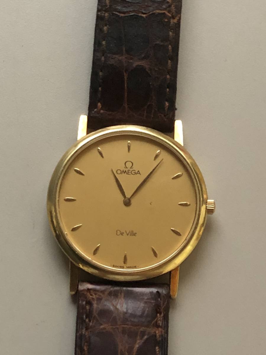 □不動品□ OMEGA/オメガ〈DeVille/デビル K18〉金文字盤/二針 SWISS