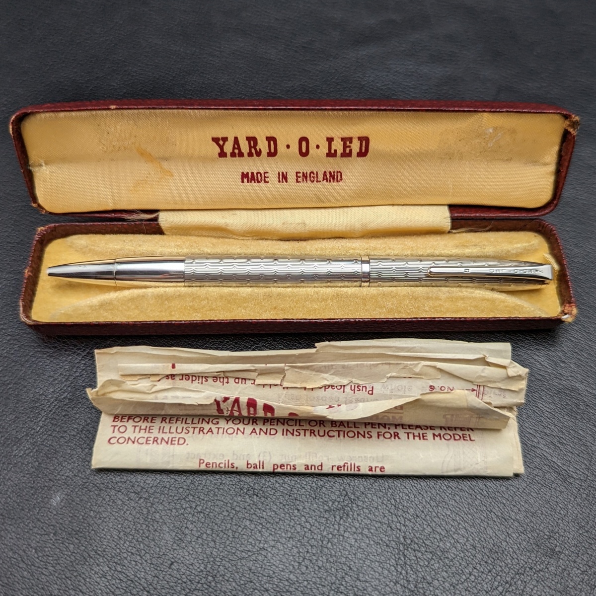 1960年 英国ヴィンテージ ヤード・オ・レッド 純銀 ボールペン 箱入り