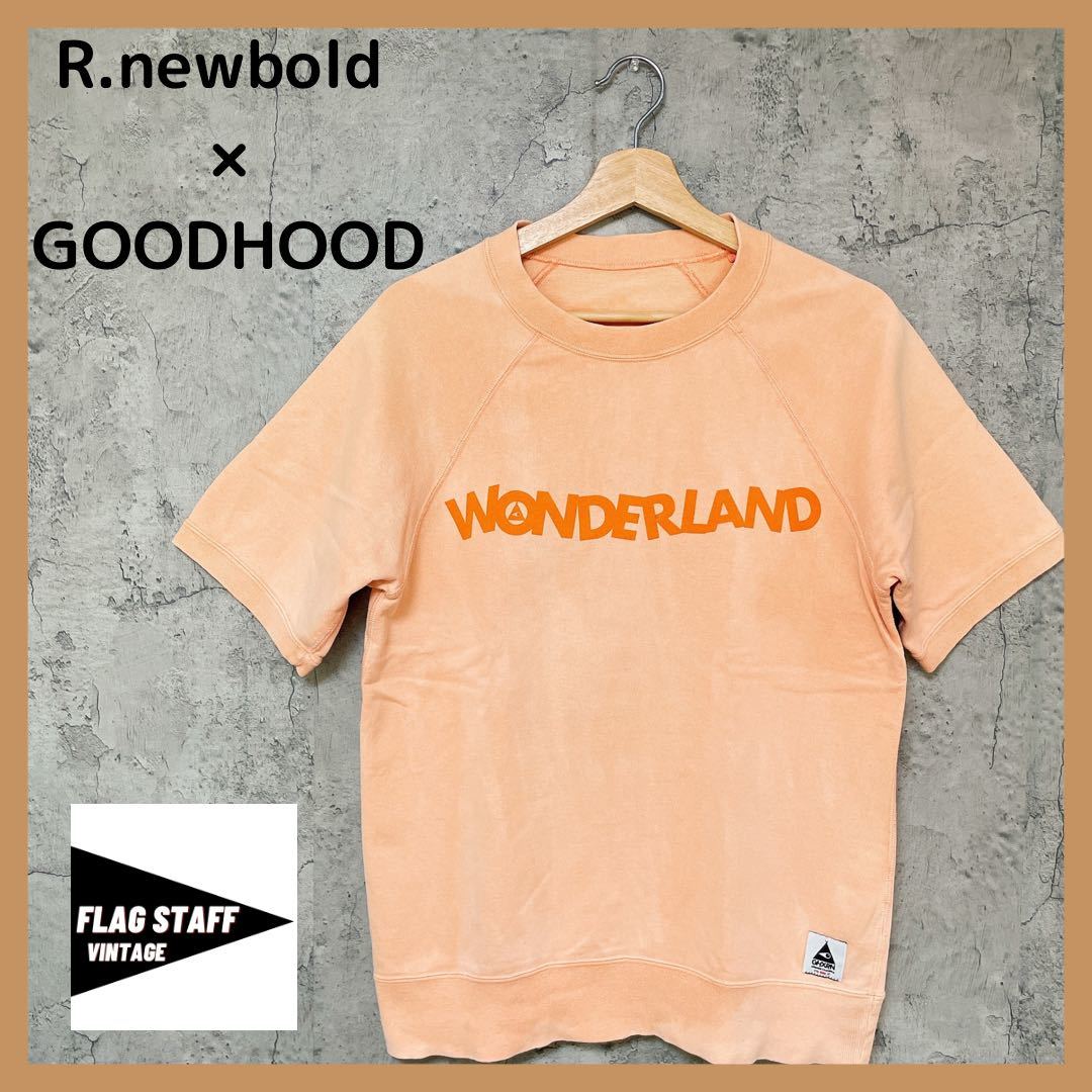 R.newbold × GOODHOOD グッドフット アールニューホールド Tシャツ スウェット ロンドン 半袖 肌色 フロントロゴ サイズM 玉FL1038_画像1