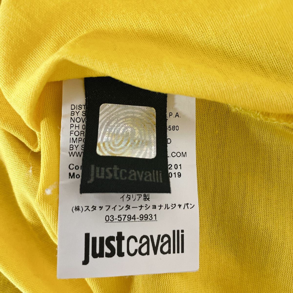 Justcavalli/ Just kavaliU шея футболка пятно включая принт Италия производства made in Italy желтый рубашка с коротким рукавом шар FL1013