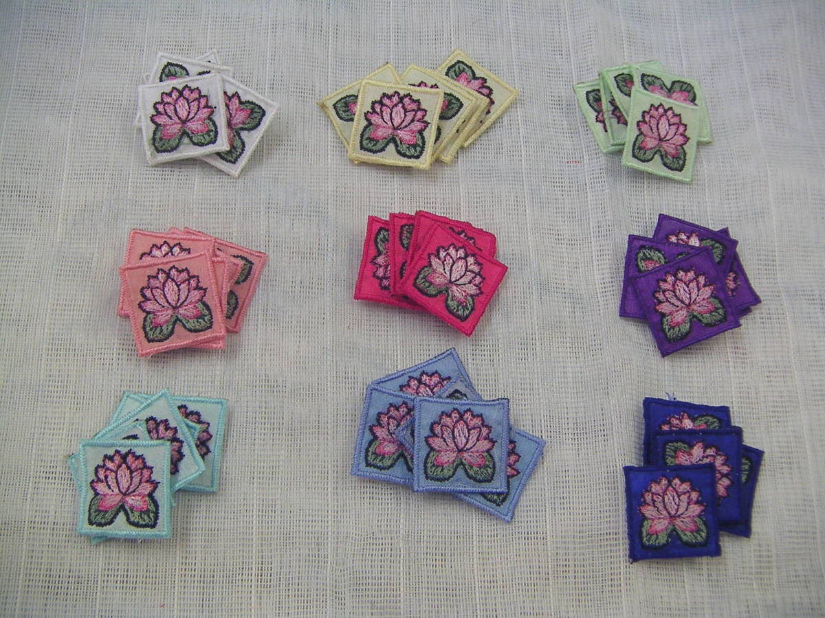 韓国　刺繍　ワッペン　雑貨　ムクゲ　４　淡いピンク色　５枚セット_色違いも出品しています