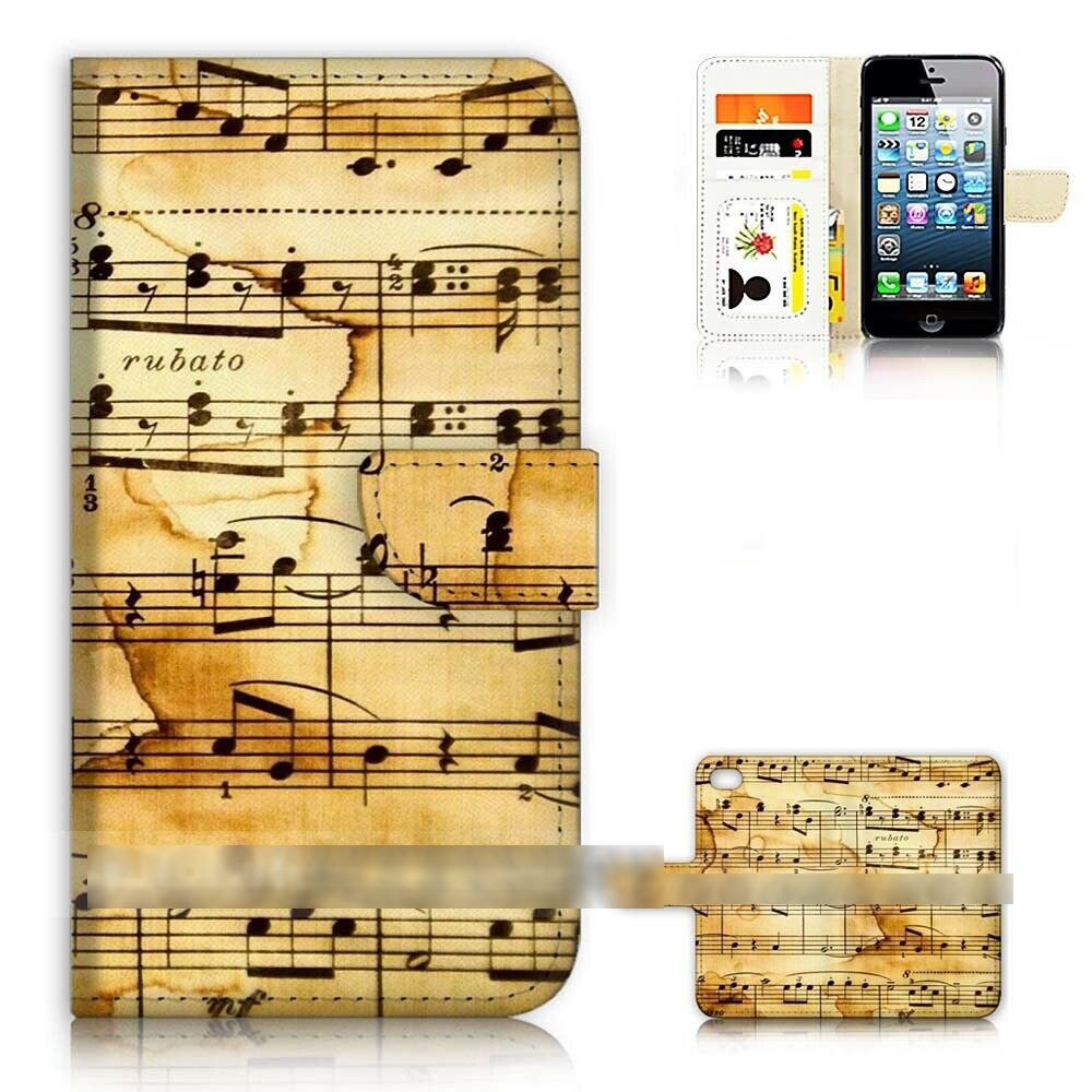 iPhone 12 mini ミニ 音符 楽譜 ヴィンテージ感 スマホケース 手帳型ケース スマートフォン カバー_画像1