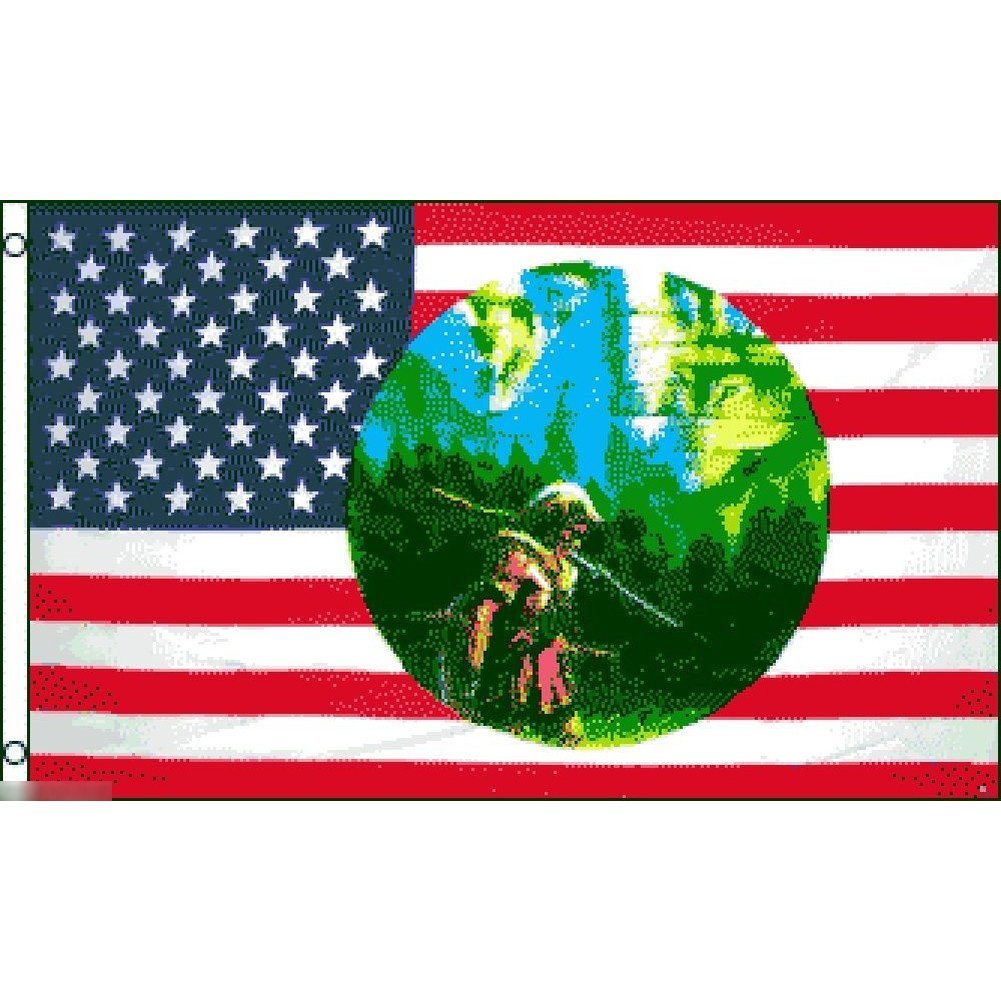 海外限定 国旗 アメリカ合衆国 USA 星条旗 ネイティブアメリカン インディアン 特大フラッグ_画像1