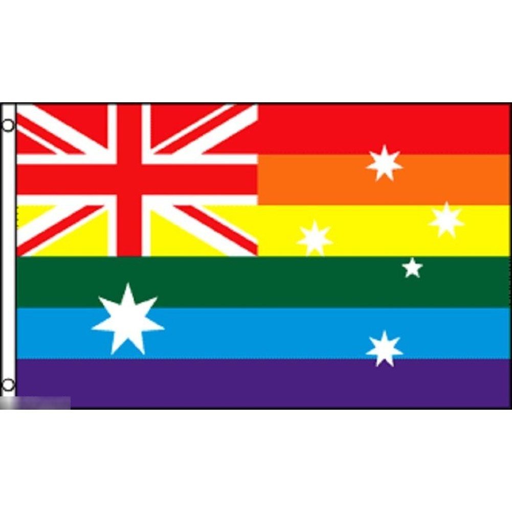 海外限定 国旗 オーストラリア連邦 虹 レインボーフラッグ 特大フラッグ_画像1