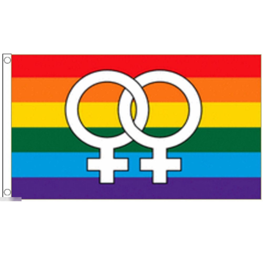 海外限定 国旗 女 ジェンダーシンボル レズビアン 虹 レインボーフラッグ LGBT 特大フラッグ_画像1