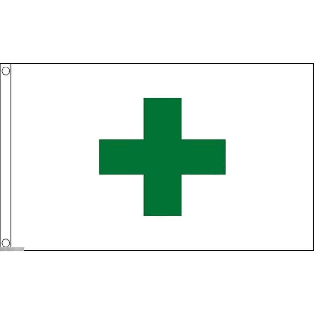 海外限定 国旗 緑十字 安全第一 衛生 十字マーク 特大フラッグ_画像1