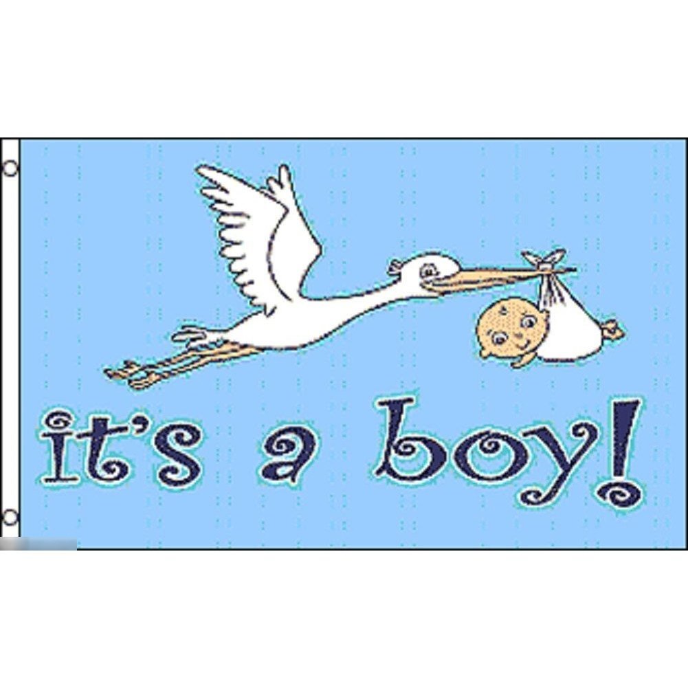 海外限定 国旗 赤ちゃん 妊娠 お祝い マタニティ 出産 新生児 男の子 男児 コウノトリ 特大フラッグ_画像1