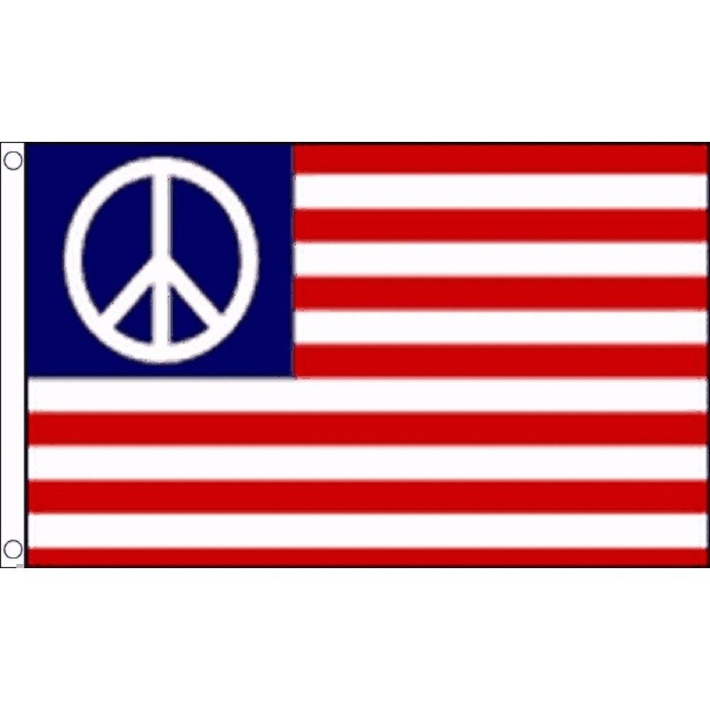 海外限定 国旗 アメリカ合衆国 星条旗 USA ピースマーク 平和 特大フラッグ_画像1