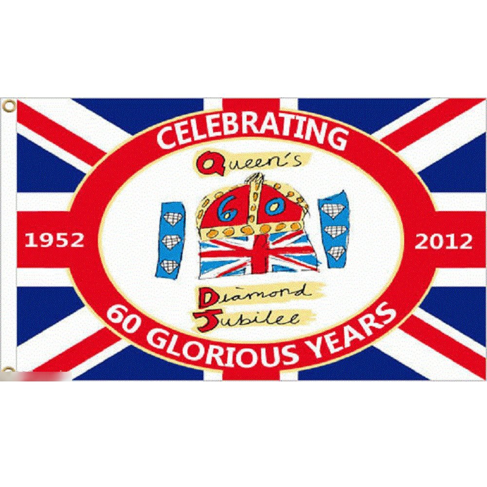 海外限定 国旗 イギリス 英国王室 エリザベス女王即位60年記念 特大フラッグ_画像1