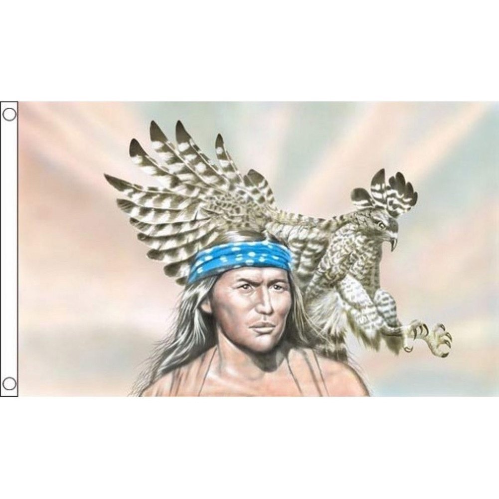 海外限定 国旗 ネイティブアメリカン インディアン イーグル 鷲 ワシ 特大フラッグ_画像1