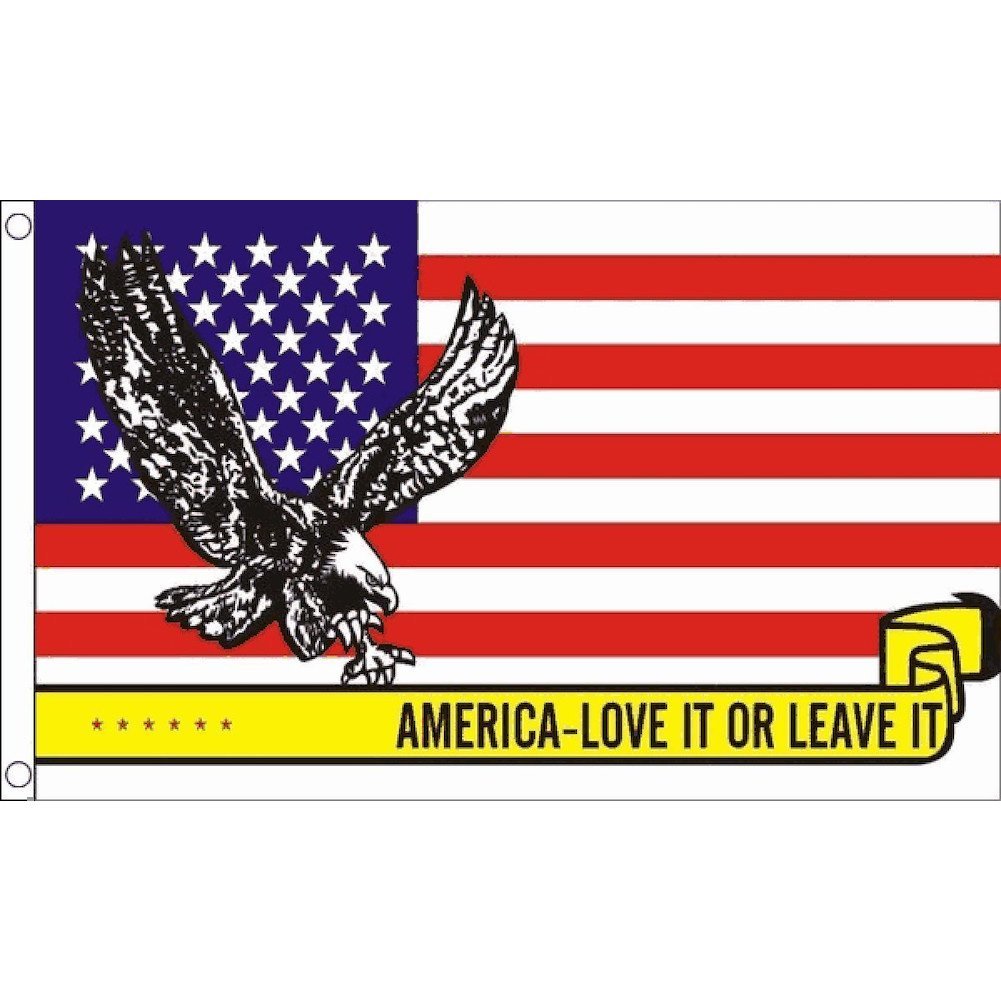 海外限定 国旗 アメリカ合衆国 星条旗 USA イーグル 鷲 ワシ 愛するか 構うな 特大フラッグ_画像1