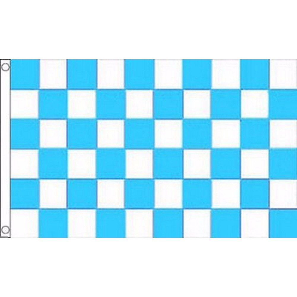 海外限定 国旗 チェッカーフラッグ レース旗 水色 白 ブルー ホワイト 特大フラッグ_画像1