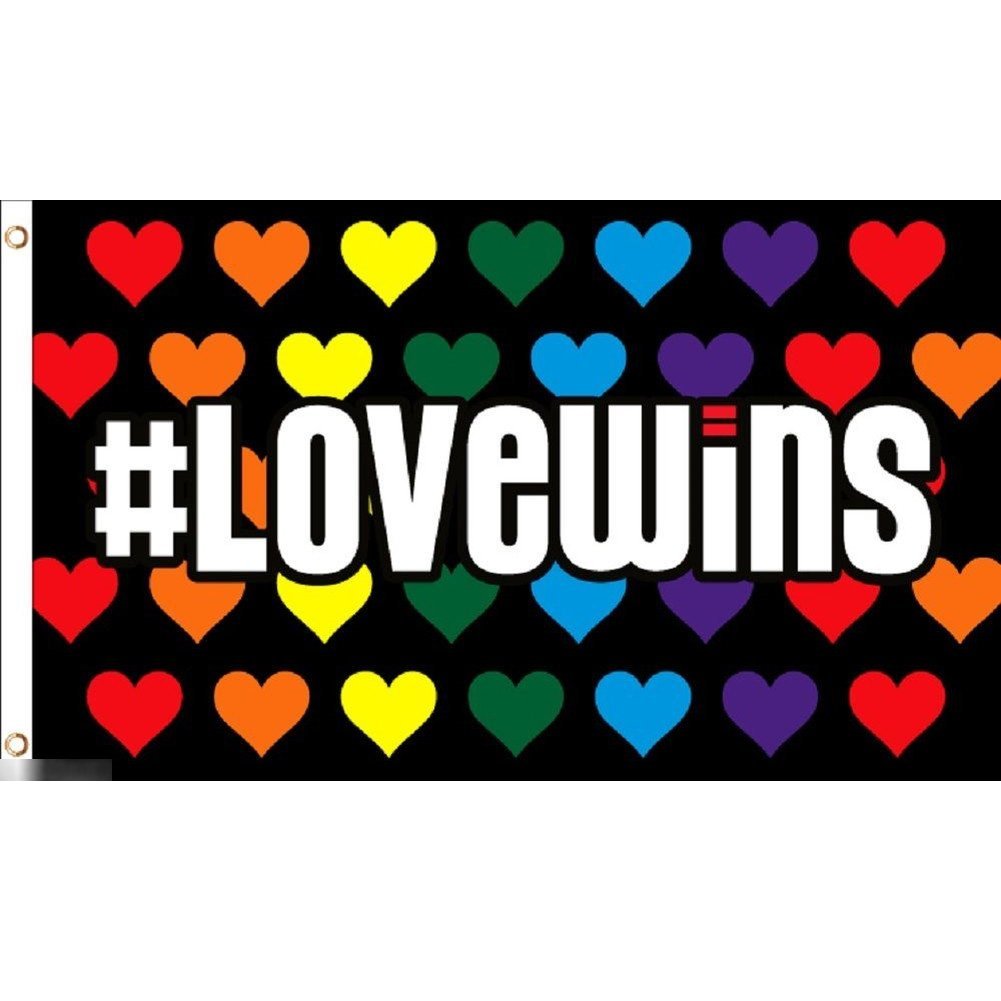 海外限定 国旗 虹 レインボーフラッグ LGBT 愛は勝つ ラブ LOVE 特大フラッグ_画像1