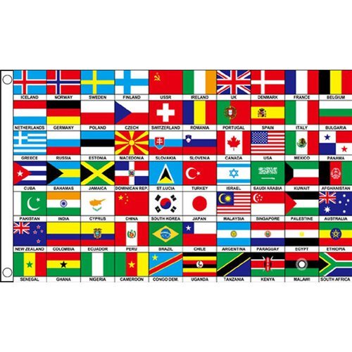 海外限定 国旗 70カ国 貴重 特大フラッグ 万国旗_画像1