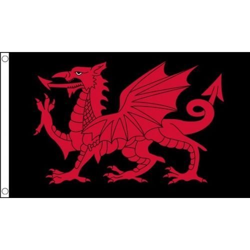海外限定 国旗 ウェールズ 赤い竜 黒 貴重 特大フラッグ_画像1