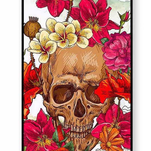 iPhone 6 6S スカル 骸骨 ドクロ フラワー 花柄アートケース 保護フィルム付_画像3