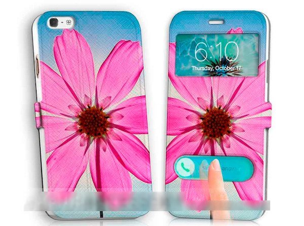 iPhone 5C花柄 フラワー手帳型ケース 充電ケーブル フィルム付_画像1