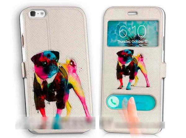 iPhone5 5S5C犬 ドッグ 手帳型ケース 充電ケーブル フィルム付_画像1