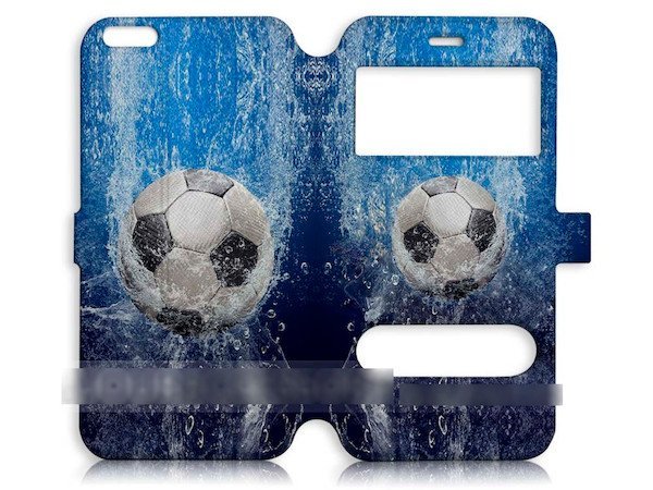 iPhone5 5S5Cサッカーボール手帳型ケース ケーブル フィルム付_画像2
