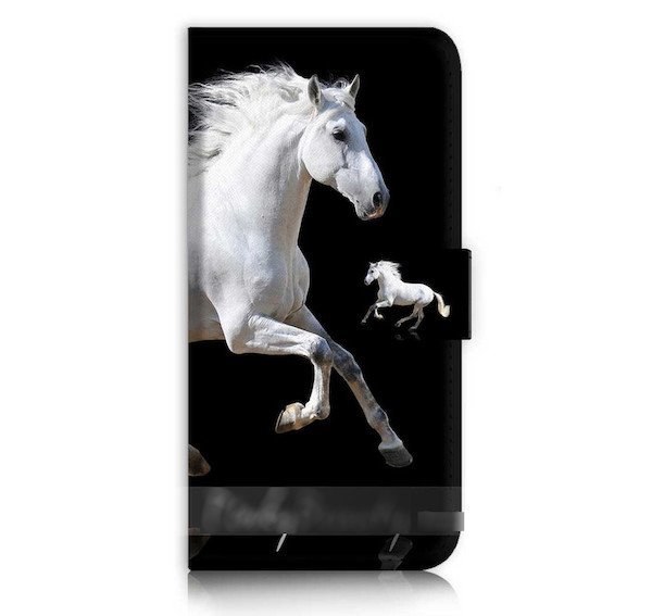 iPhone 6 6S Plus白馬ウマスマホケース 充電ケーブルフィルム付_画像1
