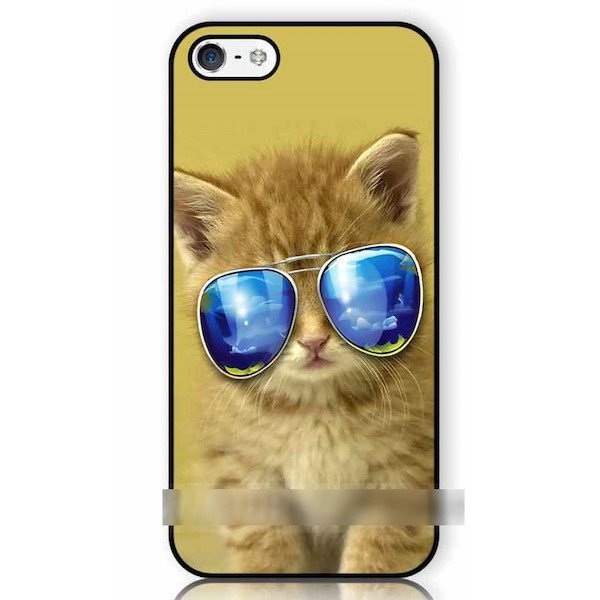 iPhone 6 6S Plus サングラス 子 猫 ネコ ねこ アートケース 保護フィルム付_画像1