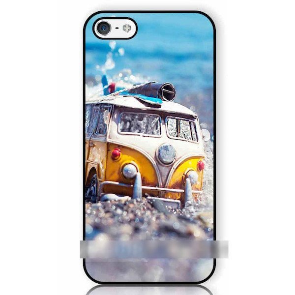 iPhone 5S 5C SE バン ワゴン バス ビーチ アートケース 保護フィルム付_画像1
