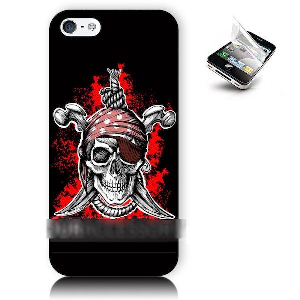 iPhone 6 6S スカル 骸骨 ドクロ 海賊 パイレーツ アートケース 保護フィルム付_画像3