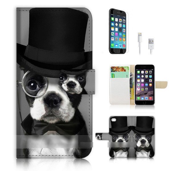 iPod touch 5 6紳士 犬スマホケース充電ケーブルフィルム付_画像3