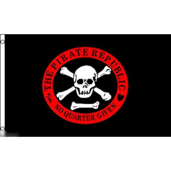 海外限定 国旗 海賊旗 パイレーツ スカル 骸骨 共和国 特大フラッグ_画像1