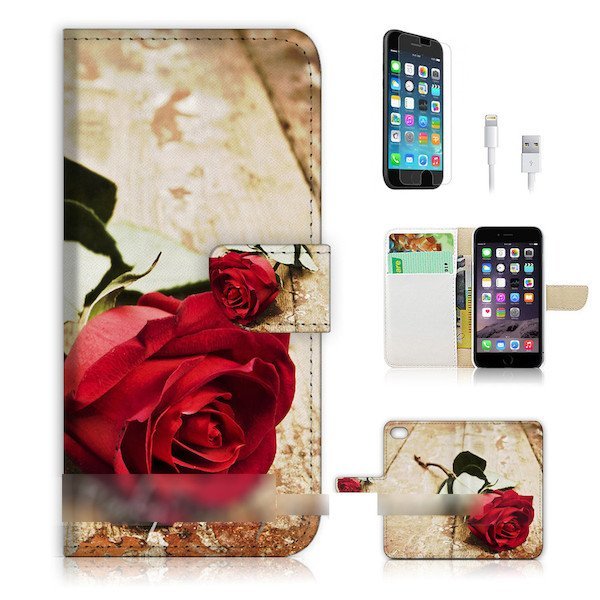 iPhone 8 アイフォン 8 アイフォーン 8バラ 薔薇 スマホケース 充電ケーブル フィルム付_画像3