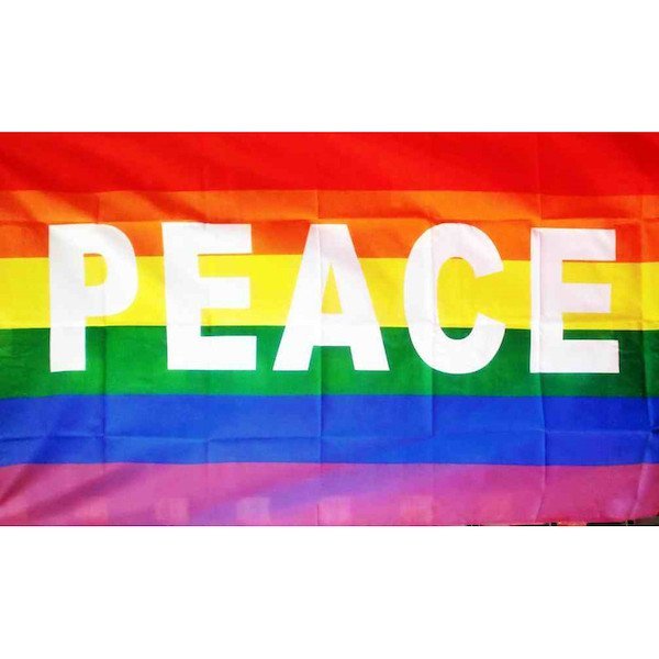 海外限定 国旗 平和 ピース レインボー 虹色 LGBT 特大フラッグ_画像1