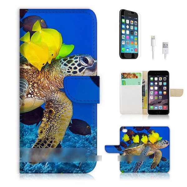 iPhone 6 6S亀 熱帯魚スマホケース充電ケーブルフィルム付_画像3
