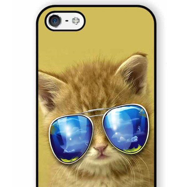 iPhone 7 サングラス 子 猫 ネコ ねこ アートケース 保護フィルム付_画像3