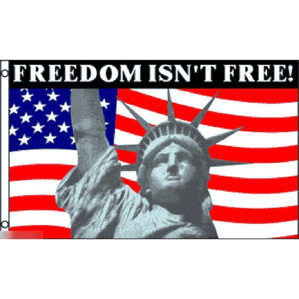 海外限定 国旗 アメリカ USA 星条旗 自由の女神 自由は自由ではない 特大フラッグ_画像1