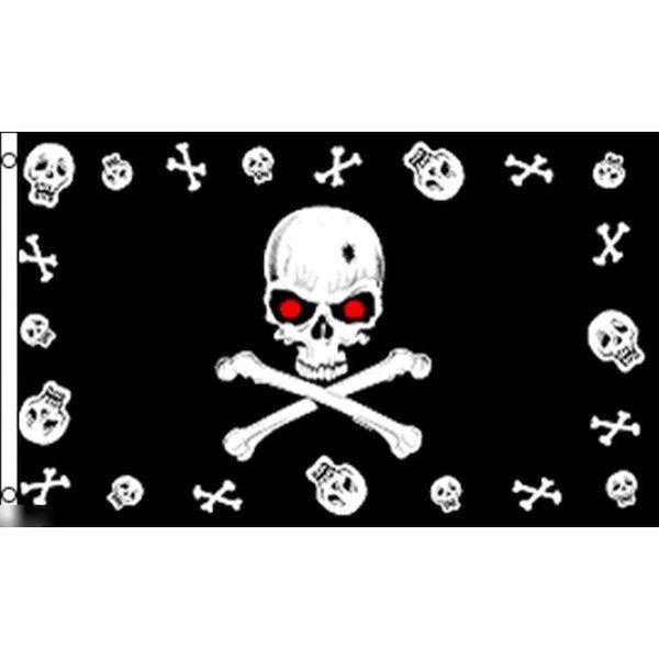 海外限定 国旗 海賊旗 パイレーツ スカル 骸骨 特大フラッグ_画像1