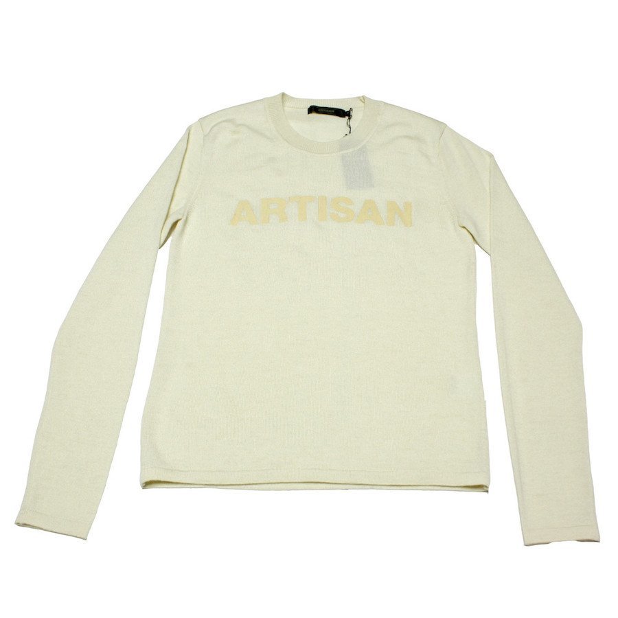 新品正規70％OFF ARTISAN アルチザン 日本製 ニット セーター M 白 カシミア90％使用 カシミアウール キュートロゴ